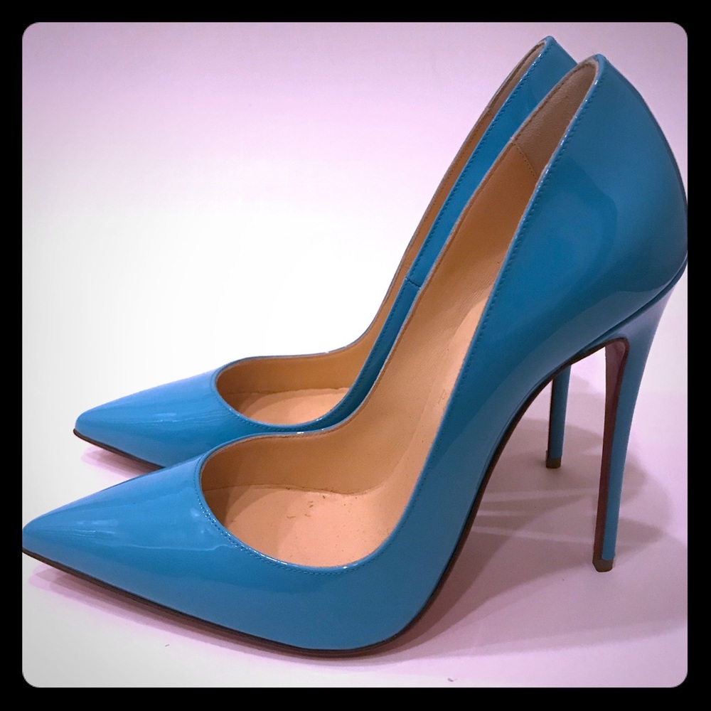 Christian Louboutin turquoise patent heels